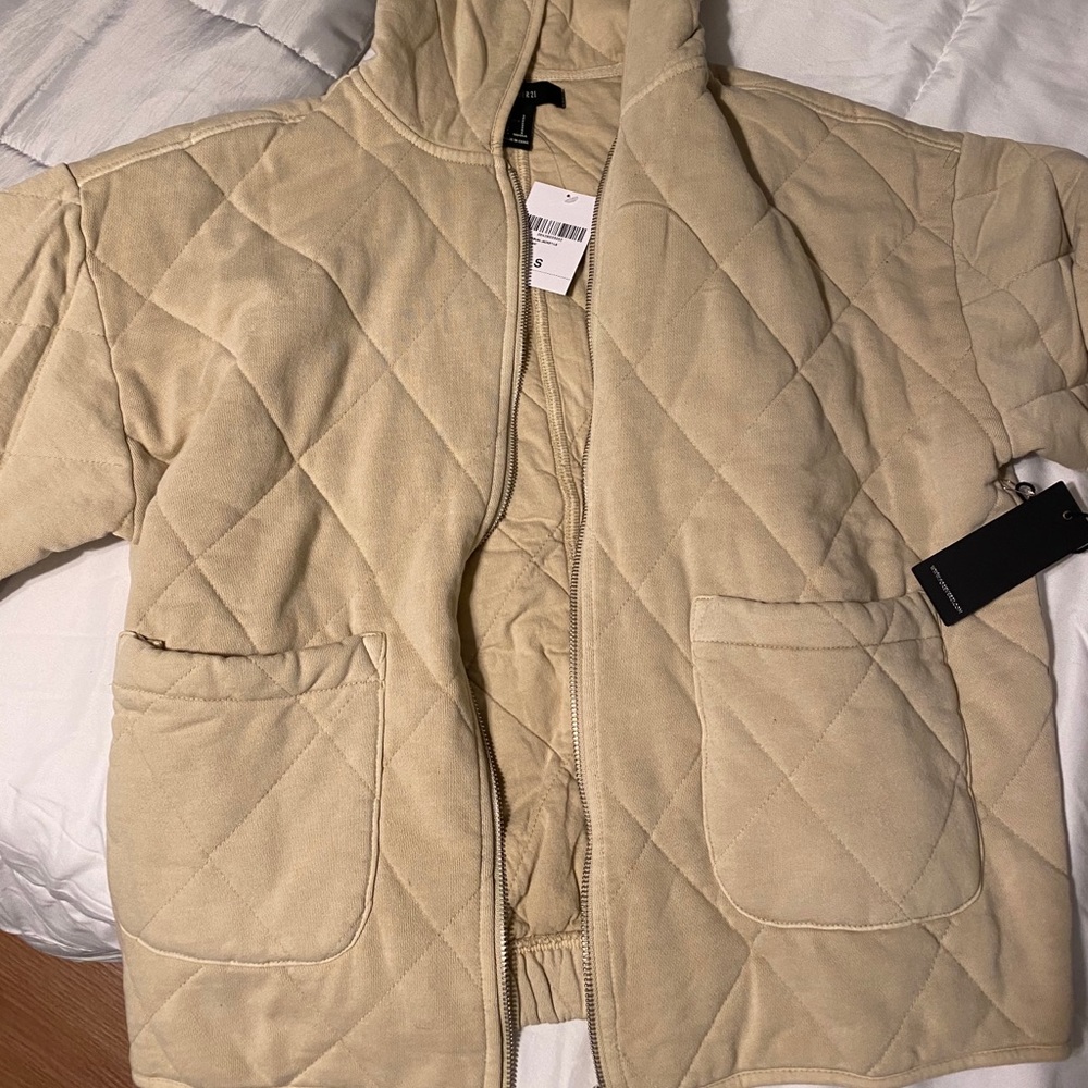 Forever 21 quilted zip up hoodie